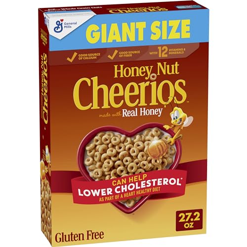 Honey Nut Cheerios Cereal, Limited Edition Happy Heart Shapes, Heart Healthy Cereal With Whole Grain Oats, Giant Size, 27.2 oz